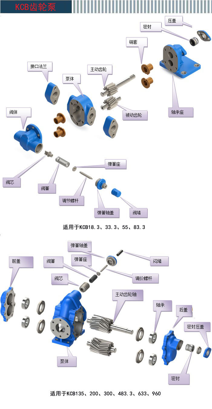 KCB人字形齒輪泵分解圖